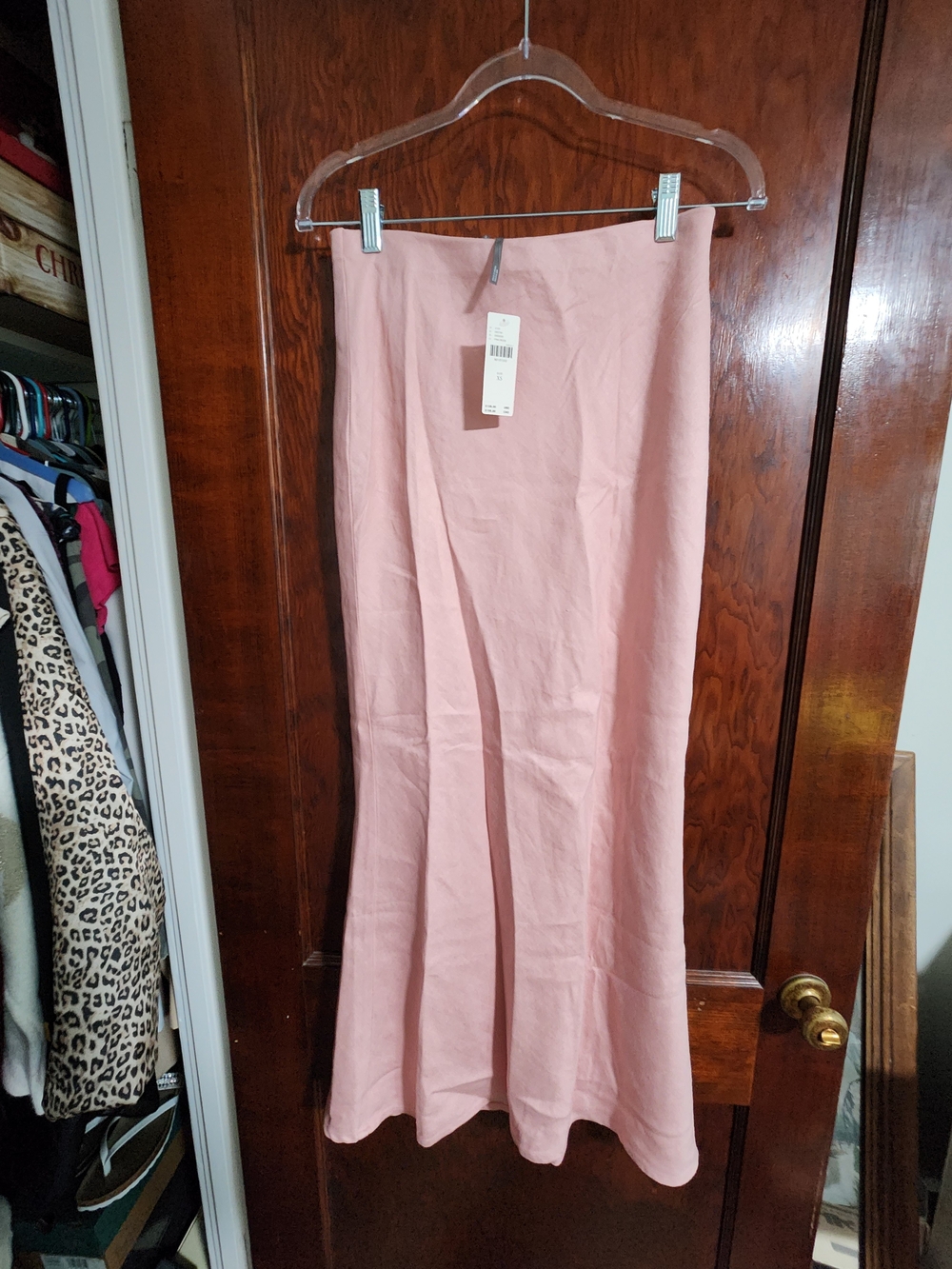 NWT Anthropologie The Tilda Maxi Slip Skirt Linen Edition Pink XS